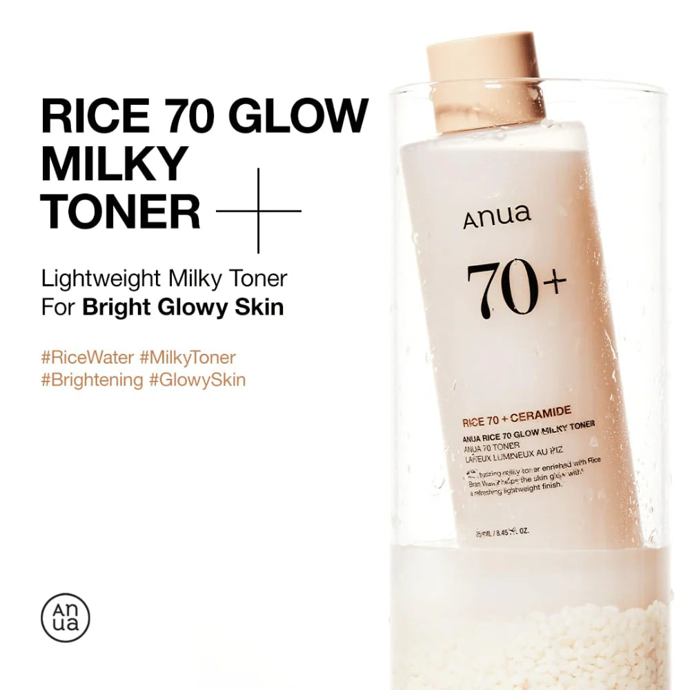 Anua – Rice 70 Glow Milky Toner Mini — Hidratación lechosa y glow sin pesadez