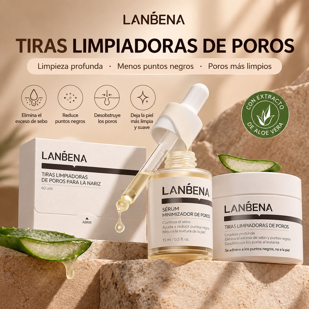 Pore Detox Kit | Pack mascarilla con tiras + sérum para puntos negros y filamentos sebáceos – LANBENA