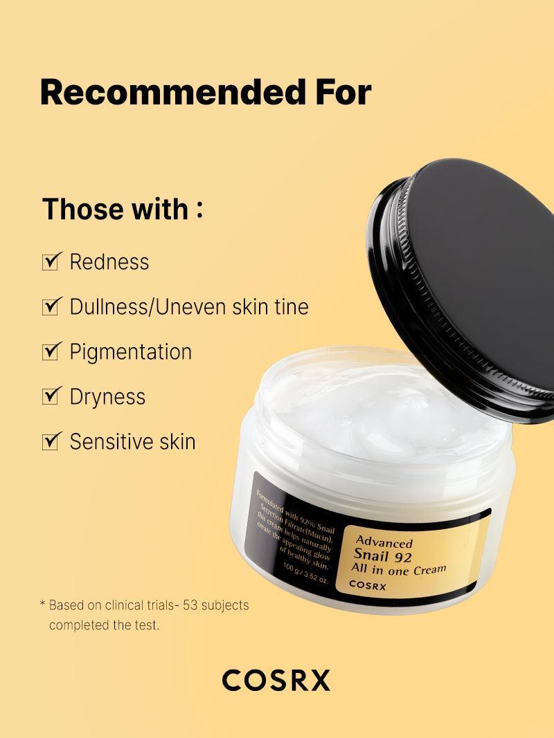 COSRX – Advanced Snail 92 All In One Cream — Hidratación intensa que repara la barrera