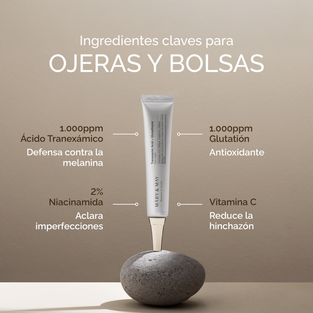 Mary&May – Tranexamic Acid + Glutathione Eye Cream — Ojeras más claras y mirada descansada