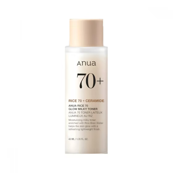 Anua – Rice 70 Glow Milky Toner Mini — Hidratación lechosa y glow sin pesadez